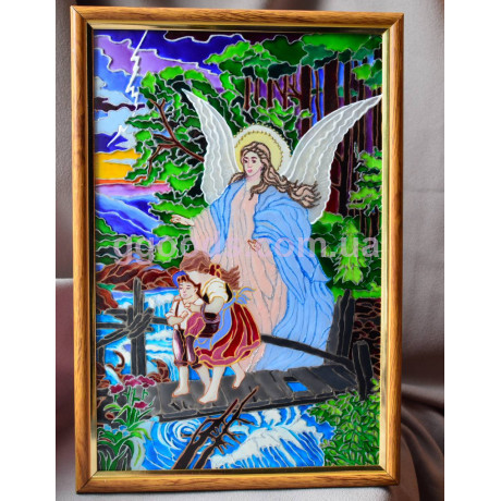 Витражная картина "Ангел и дети"