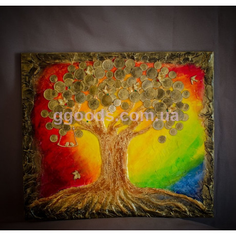 Картина панно «Денежное дерево Радуга»