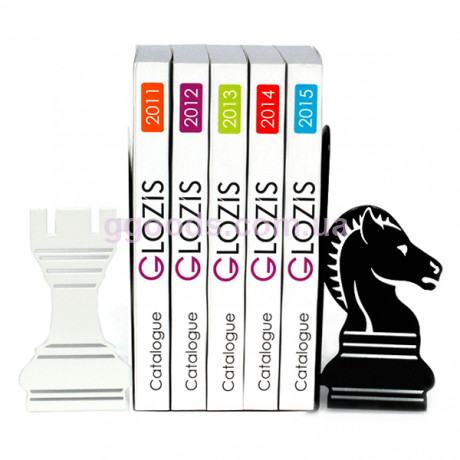 Упоры для книг черный и белый металл Шахматы 2 шт.