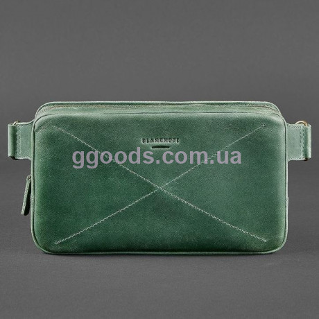 Кожаная поясная сумка зеленая Dropbag maxi 