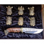 Чарки с ножом в деревянной шкатулке Дикие Звери