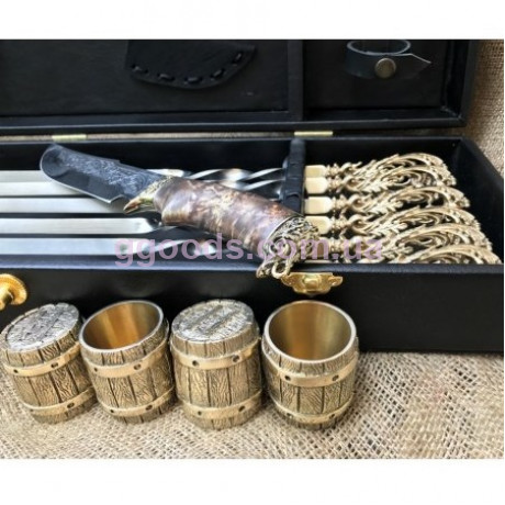Набор шампуров Морской бриз с рюмками и ножом Гранд