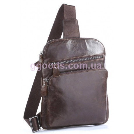 Рюкзак мужской кожаный через плечо Vintage коричневый