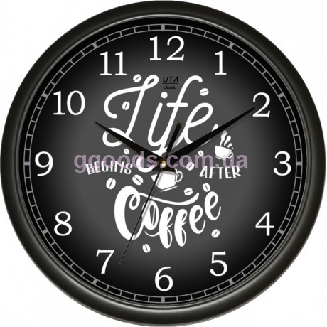 Настенные часы "Life begins after coffee"