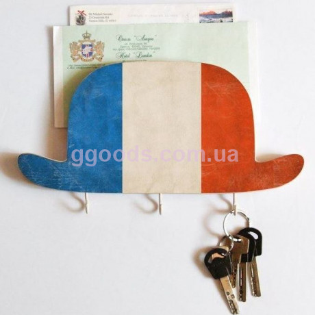 Ключница деревянная Шляпа с французским флагом