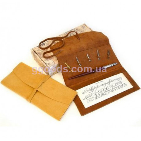Портативный письменный набор Перо для письма, кожаный чехол, 5 сменных перьев для ручки Dallaiti