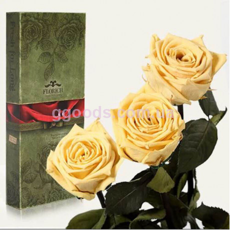 Розы Florich Желтый топаз 3 шт в подарочной упаковке