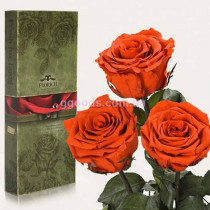 Долгосвежие розы Огненный янтарь 7 карат 3 шт
