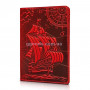 Обложка для паспорта кожаная красная "Discoveries"