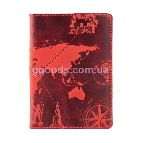 Обложка для паспорта "7 wonders of the world" красная