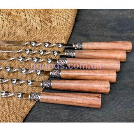 Шампура с деревянными ручками в кожаном чехле Барон