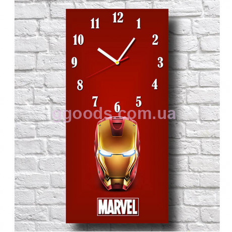 Часы настенные стеклянные Марвел Железный человек