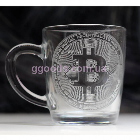 Чашка Bitcoin для чая и кофе стеклянная