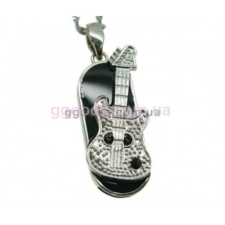 Флешка Гитара металл черный камень