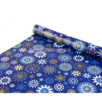 Упаковочная бумага Снежинки на синем