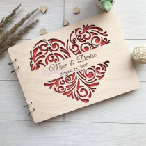 Свадебный фотоальбом с деревянной обложкой Сердце