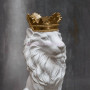 Статуэтка Лев в золотой короне белый из гипса