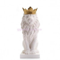Статуэтка Лев в золотой короне белый