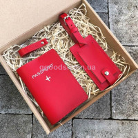 Набор кожаных аксессуаров Красный капри