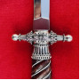 Нож Стилет из стали M390, серебро, рубин