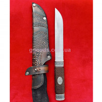 Нож Норвег из стали M390, серебро, рубин, резная рукоять