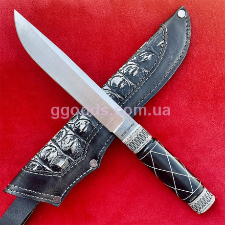 Охотничий Нож Норвег из стали M390 серебро, рубин, дерево
