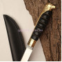 Нож на подарок из стали N690 дерево, позолота, бронза Орел 2.0