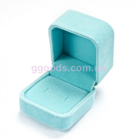 Бархатная коробочка для кольца сережек голубая