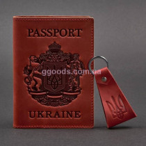 Набор обложка на паспорт и брелок коралл