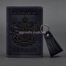 Набор обложка на паспорт и брелок синий