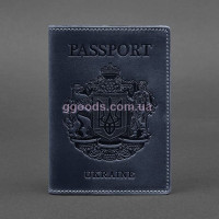 Обложка на паспорт Трезуб синяя