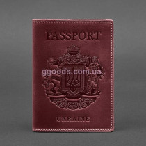 Обложка для паспорта Трезуб бордовая