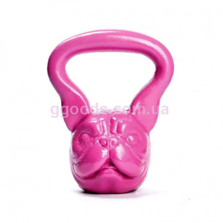 Гиря 8 кг розовая Мопс для занятий спортом