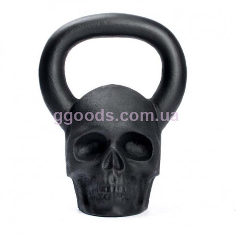 Гиря с черепом черная 15 кг спортивная для тренировок чугунная Череп Kettlebell Skull
