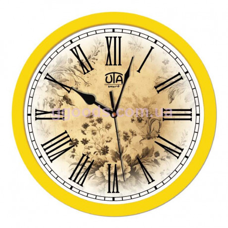Годинник настінний з безшумним ходом зі склом білий жовтий 23 Y 62