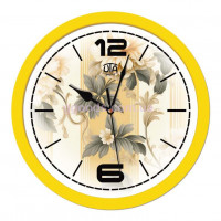 Часы настенные Цветы желтый обод