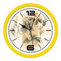 Часы настенные Цветы желтый обод