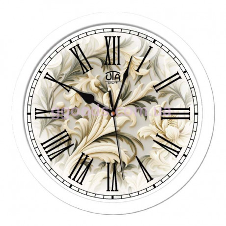Настінний годинник безшумний зі склом Лілії білі