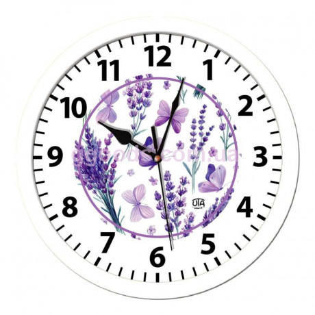 Настінний годинник безшумний зі склом Лаванда білі