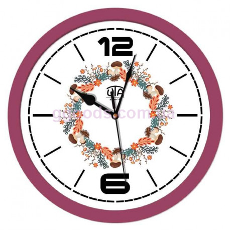 Часы настенные с защитным стеклом круглые розовые белые Веночек 