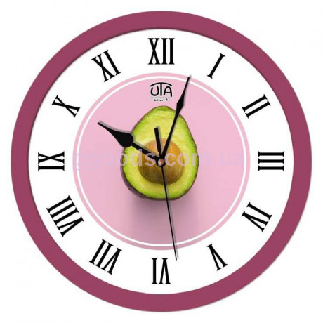Часы настенные на кухню бесшумные Авокадо с защитным стеклом круглые