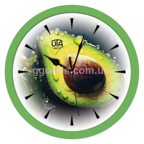 Настенные часы на подарок бесшумные со стеклом круглые Авокадо