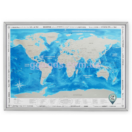 Скретч-карта мира в деревянной раме
